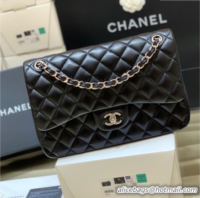 Best Product Chanel Original Lambskin Classic Large Flap Bag A58600 Black/Silver 2025 Top Quality