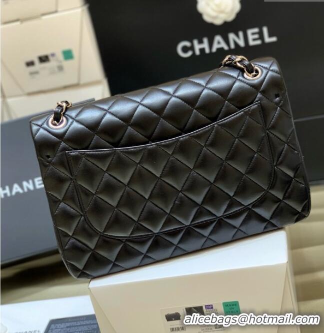 Best Product Chanel Original Lambskin Classic Large Flap Bag A58600 Black/Silver 2025 Top Quality