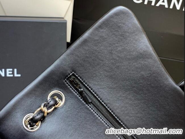 Best Product Chanel Original Lambskin Classic Large Flap Bag A58600 Black/Silver 2025 Top Quality