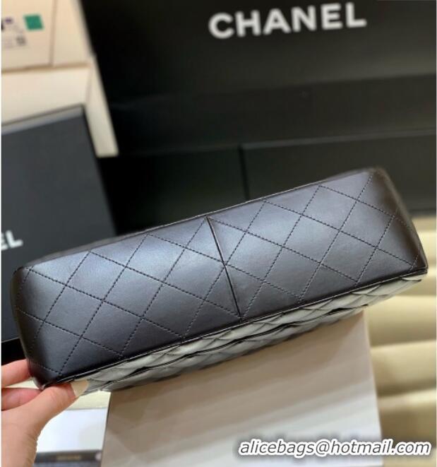 Best Product Chanel Original Lambskin Classic Large Flap Bag A58600 Black/Silver 2025 Top Quality