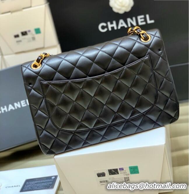 Luxury Cheap Chanel Original Lambskin Classic Large Flap Bag A58600 Black/Gold 2025 Top Quality