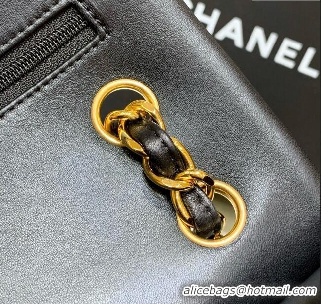 Luxury Cheap Chanel Original Lambskin Classic Large Flap Bag A58600 Black/Gold 2025 Top Quality