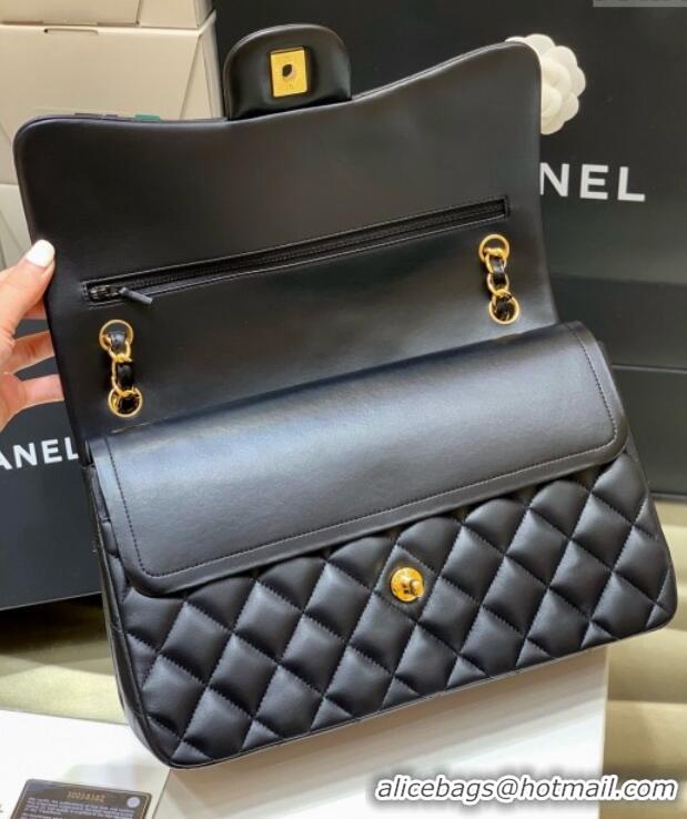 Luxury Cheap Chanel Original Lambskin Classic Large Flap Bag A58600 Black/Gold 2025 Top Quality