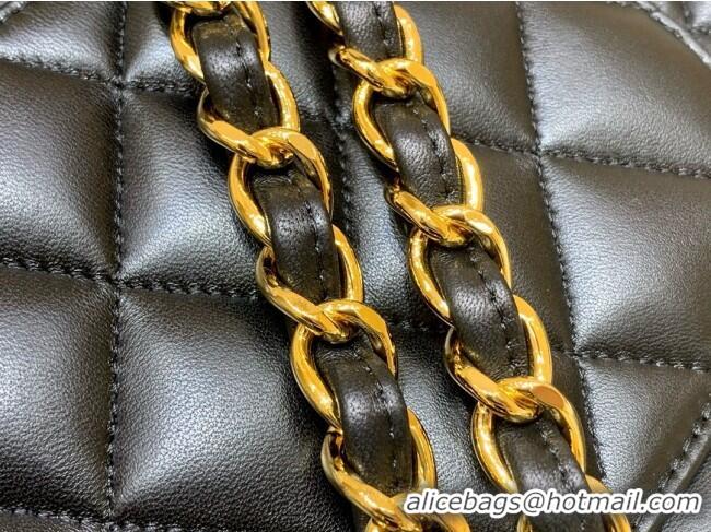 Luxury Cheap Chanel Original Lambskin Classic Large Flap Bag A58600 Black/Gold 2025 Top Quality