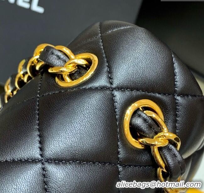 Luxury Cheap Chanel Original Lambskin Classic Large Flap Bag A58600 Black/Gold 2025 Top Quality