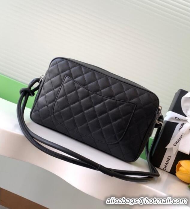 Good Quality Chanel Quilted Calfskin Leather Camera Bag with Maxi CC AS6326 Black/White 2025