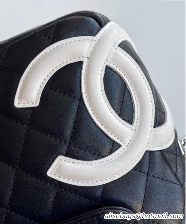 Good Quality Chanel Quilted Calfskin Leather Camera Bag with Maxi CC AS6326 Black/White 2025