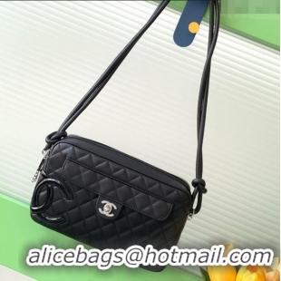 Super Quality Chanel Quilted Calfskin & Patent Camera Bag with Maxi CC AS6326 Black 2025