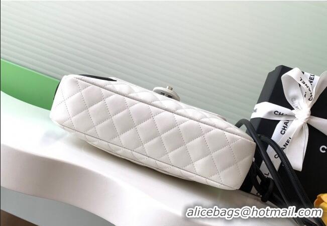 Well Crafted Chanel Quilted Calfskin Leather Camera Bag with Maxi CC AS6326 White/Black 2025