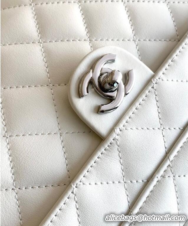 Well Crafted Chanel Quilted Calfskin Leather Camera Bag with Maxi CC AS6326 White/Black 2025