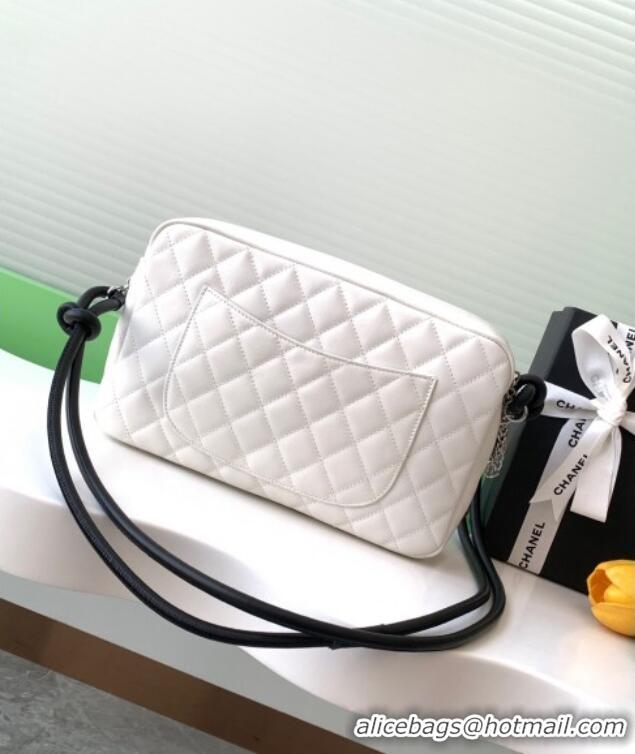 Well Crafted Chanel Quilted Calfskin Leather Camera Bag with Maxi CC AS6326 White/Black 2025