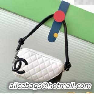 Famous Brand Chanel Quilted Calfskin Leather Hobo Bag with Maxi CC AS6328 White/Black 2025