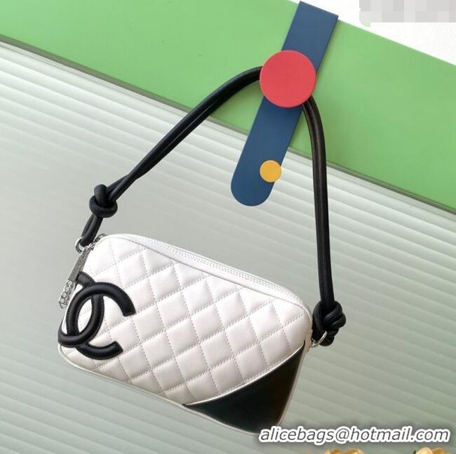 Famous Brand Chanel Quilted Calfskin Leather Hobo Bag with Maxi CC AS6328 White/Black 2025