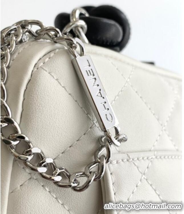 Famous Brand Chanel Quilted Calfskin Leather Hobo Bag with Maxi CC AS6328 White/Black 2025