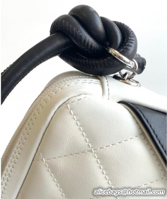 Famous Brand Chanel Quilted Calfskin Leather Hobo Bag with Maxi CC AS6328 White/Black 2025