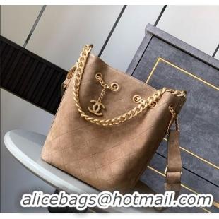 Trendy Design Chanel Vintage Quilted Suede Bucket Bag CH011301 Dark Beige 2025