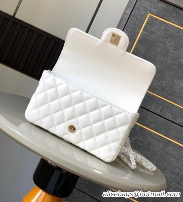 Modern Classic Chanel Quilted Lambskin & Lacquered Metal Mini Flap Bag with Top Handle AS5243 White 2025