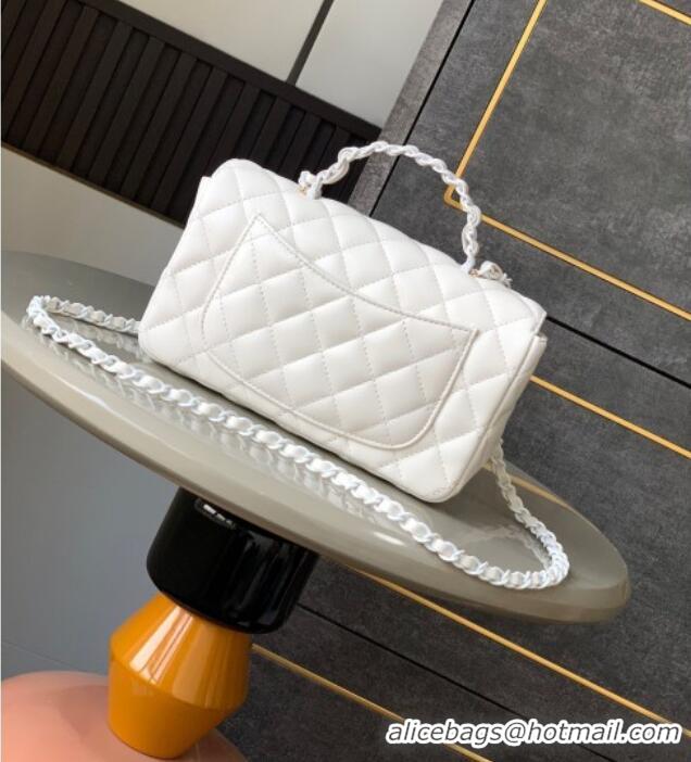 Modern Classic Chanel Quilted Lambskin & Lacquered Metal Mini Flap Bag with Top Handle AS5243 White 2025