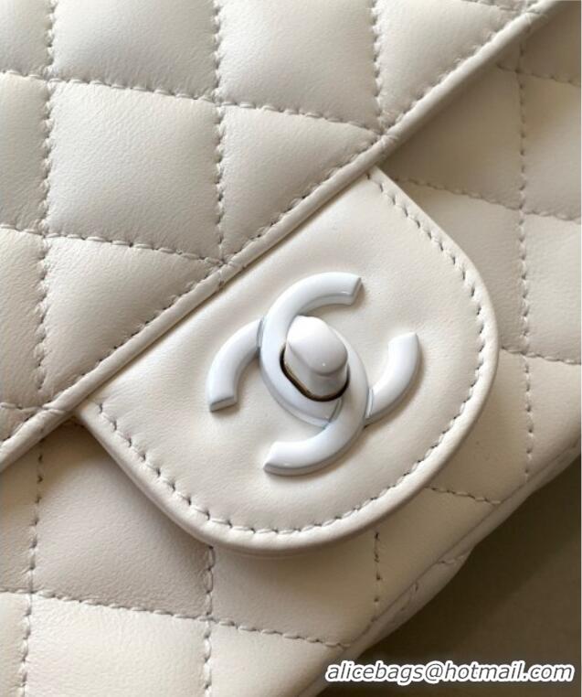 Modern Classic Chanel Quilted Lambskin & Lacquered Metal Mini Flap Bag with Top Handle AS5243 White 2025