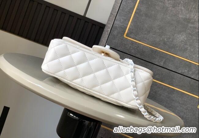 Modern Classic Chanel Quilted Lambskin & Lacquered Metal Mini Flap Bag with Top Handle AS5243 White 2025