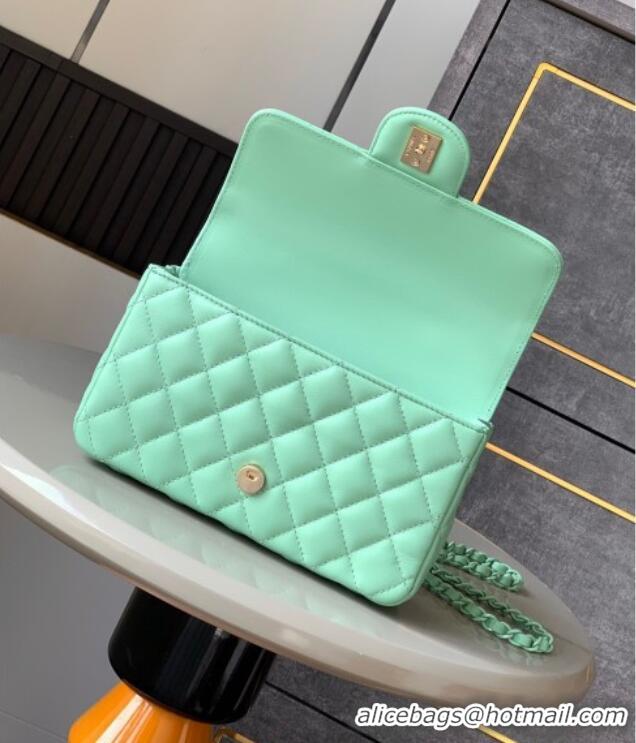 Super Quality Chanel Quilted Lambskin & Lacquered Metal Mini Flap Bag with Top Handle AS5243 Light Green 2025