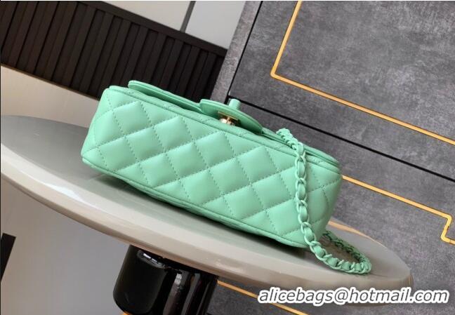 Super Quality Chanel Quilted Lambskin & Lacquered Metal Mini Flap Bag with Top Handle AS5243 Light Green 2025