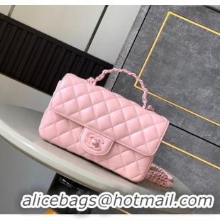 Well Crafted Chanel Quilted Lambskin & Lacquered Metal Mini Flap Bag with Top Handle AS5243 Light Pink 2025