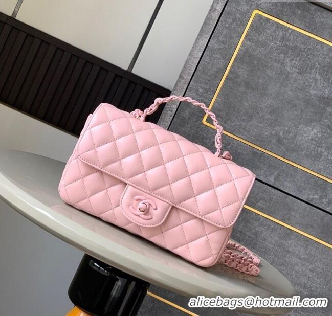 Well Crafted Chanel Quilted Lambskin & Lacquered Metal Mini Flap Bag with Top Handle AS5243 Light Pink 2025