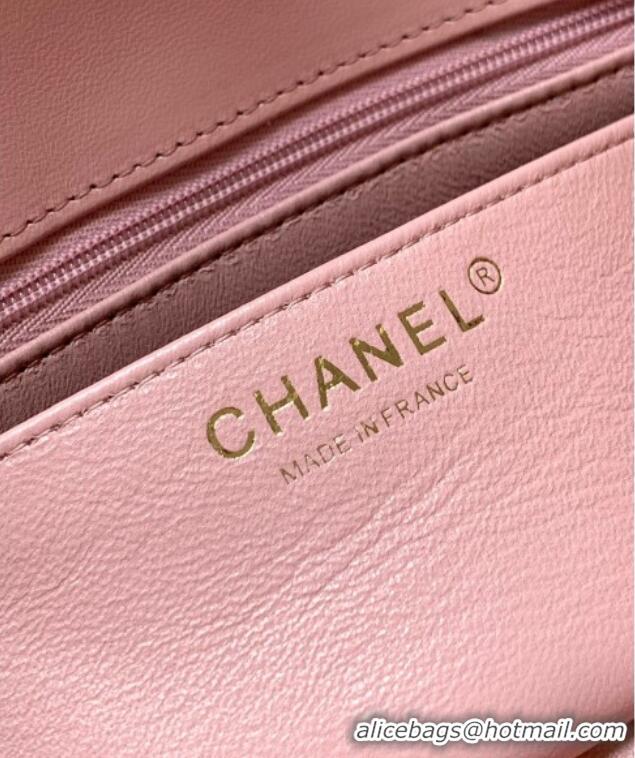 Well Crafted Chanel Quilted Lambskin & Lacquered Metal Mini Flap Bag with Top Handle AS5243 Light Pink 2025