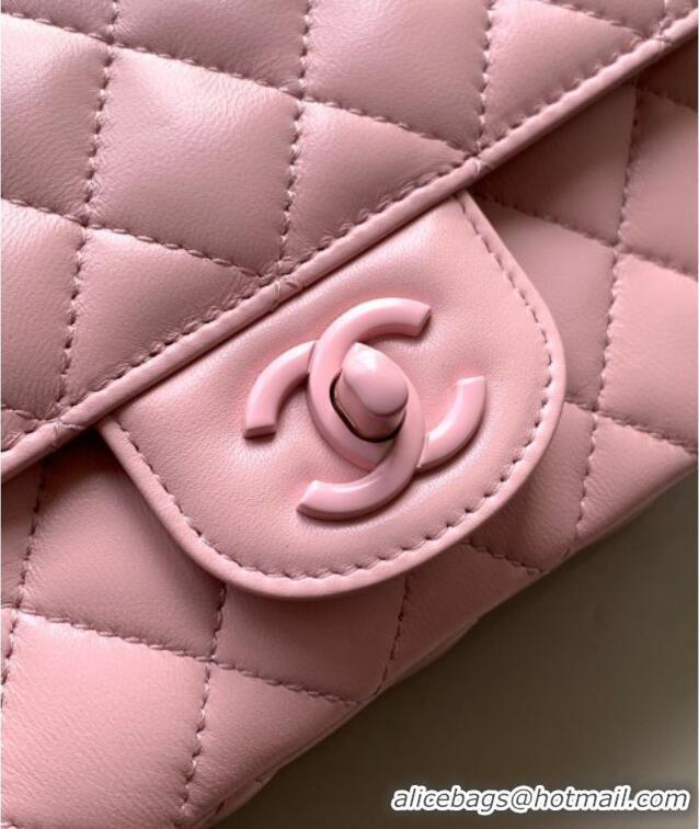 Well Crafted Chanel Quilted Lambskin & Lacquered Metal Mini Flap Bag with Top Handle AS5243 Light Pink 2025