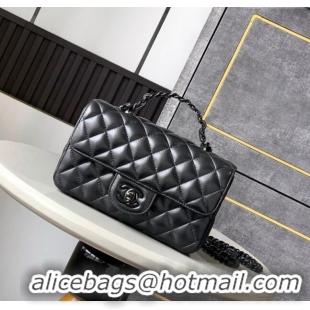 New Fashion Chanel Quilted Lambskin & Lacquered Metal Mini Flap Bag with Top Handle AS5243 Black 2025