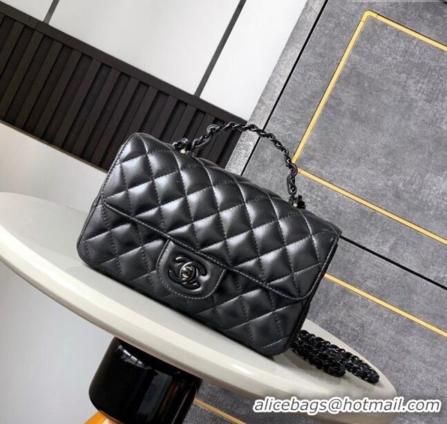 New Fashion Chanel Quilted Lambskin & Lacquered Metal Mini Flap Bag with Top Handle AS5243 Black 2025