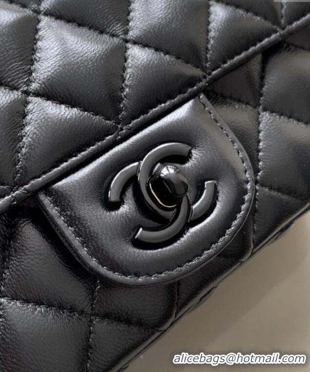 New Fashion Chanel Quilted Lambskin & Lacquered Metal Mini Flap Bag with Top Handle AS5243 Black 2025