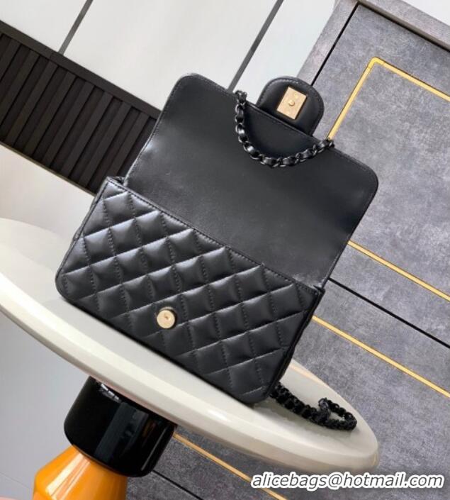 New Fashion Chanel Quilted Lambskin & Lacquered Metal Mini Flap Bag with Top Handle AS5243 Black 2025