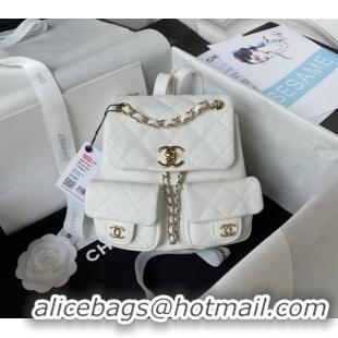 Affordable Price Chanel Grained Calfskin Small Backpack Bag AS3787 White 2025