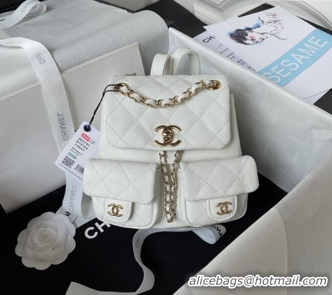 Affordable Price Chanel Grained Calfskin Small Backpack Bag AS3787 White 2025