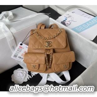 Discount Chanel Grained Calfskin Small Backpack Bag AS3787 Brown 2025