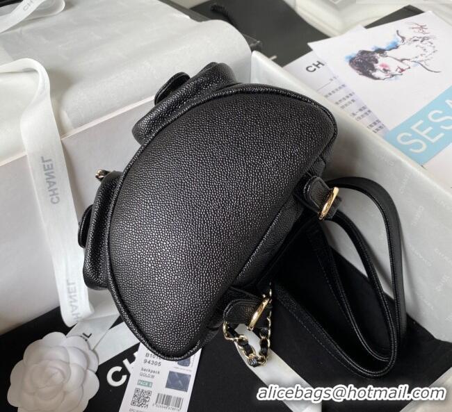 Top Grade Chanel Grained Calfskin Small Backpack Bag AS3787 Black 2025