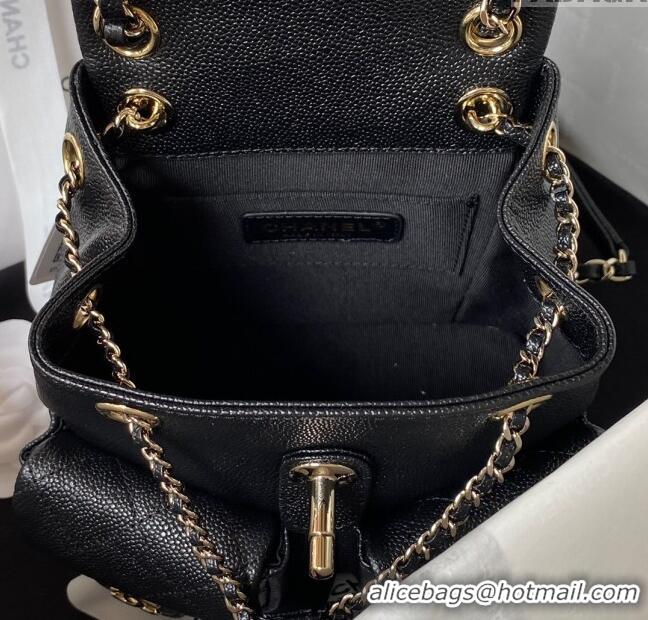 Top Grade Chanel Grained Calfskin Small Backpack Bag AS3787 Black 2025