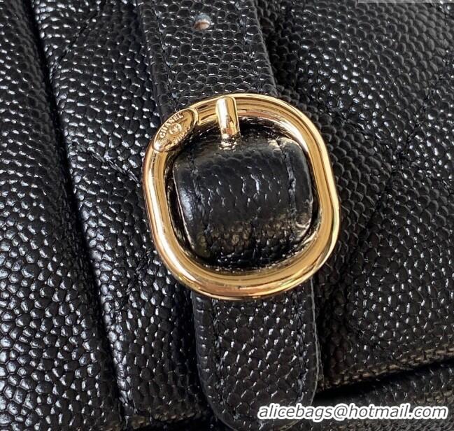 Top Grade Chanel Grained Calfskin Small Backpack Bag AS3787 Black 2025