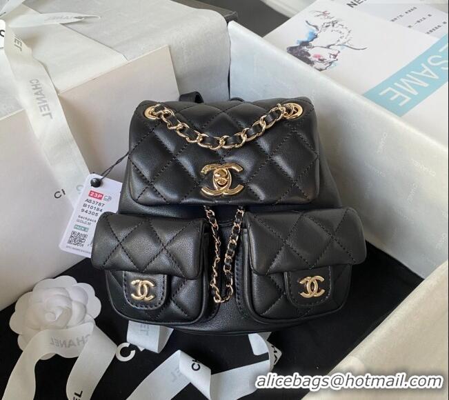 Reasonable Price Chanel Lambskin Small Backpack Bag AS3787 Black 2025