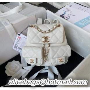 Well Crafted Chanel Lambskin Small Backpack Bag AS3787 White 2025