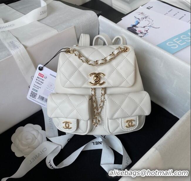 Well Crafted Chanel Lambskin Small Backpack Bag AS3787 White 2025