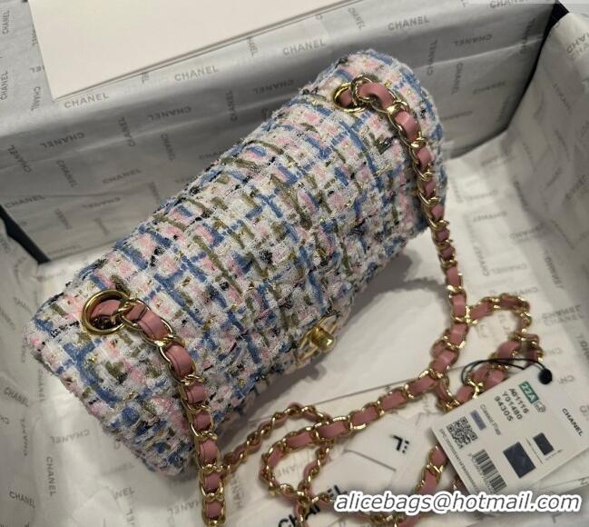 Top Grade Chanel Tweed Classic Mini Flap Bag A69900 Pink/Blue 2025