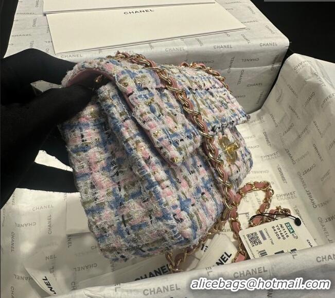 Top Grade Chanel Tweed Classic Mini Flap Bag A69900 Pink/Blue 2025