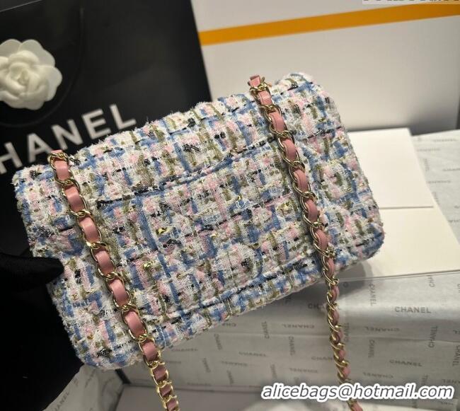 Top Grade Chanel Tweed Classic Mini Flap Bag A69900 Pink/Blue 2025