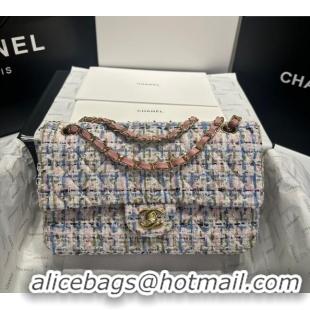 Buy Fashionable Chanel Tweed Classic Medium Flap Bag A01112 Pink/Blue 2025