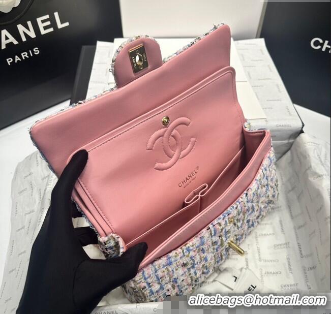 Buy Fashionable Chanel Tweed Classic Medium Flap Bag A01112 Pink/Blue 2025