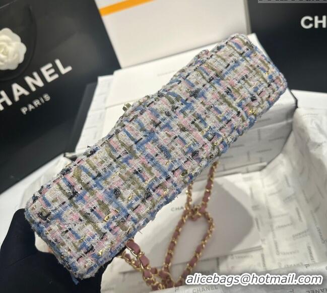 Buy Fashionable Chanel Tweed Classic Medium Flap Bag A01112 Pink/Blue 2025