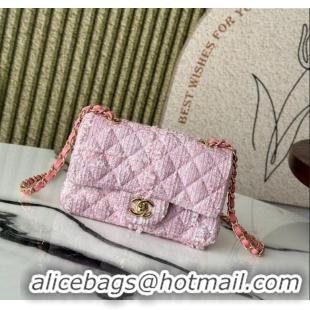 Unique Grade Chanel Tweed Classic Mini Flap Bag A69900 Light Pink 2025